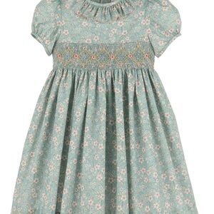 Luli & Me Blue Floral Smocked Dress
